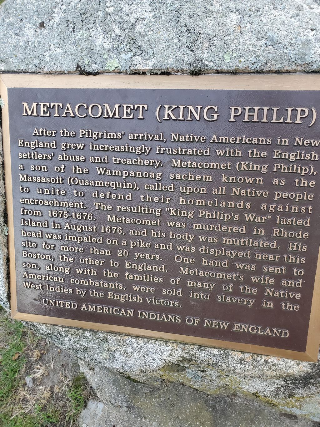 Metacomet (King Phillip) Memorial Plaque