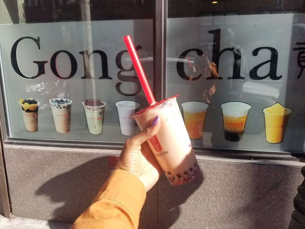 Milk Foam Green Tea and Mango Green Tea at Gong Cha